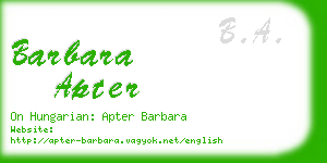 barbara apter business card